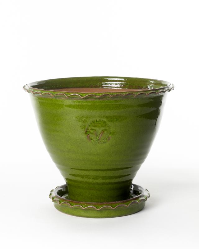 Kruka Sturehof Adelcrantz 21cm Green Ceramic Flower Pot - Perfect for Indoor Plants, Herbs & Home Decor