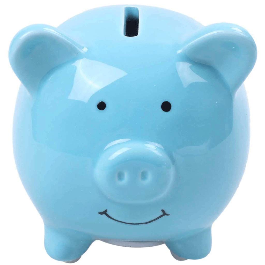 WSZJJ Ceramic Piggy Bank for Kids - Blue Money Saving Bank for Boys & Girls | Perfect Gift for Birthdays, Allowance & Teaching Financial Responsibility