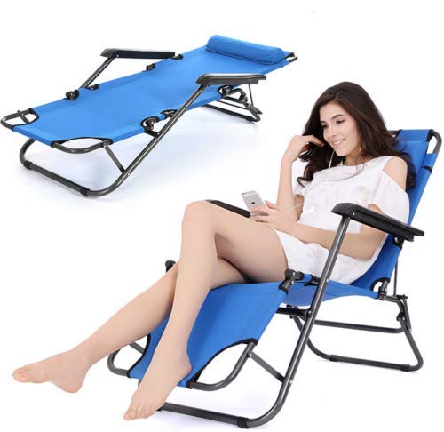 Zero Gravity Reclining Chaise Lounge Chair - Foldable Outdoor Patio Pool Beach Lawn Recliner for Relaxing, Sunbathing & Camping - Portable Garden Yard Cot Bed for Backyard, Deck & Travel
