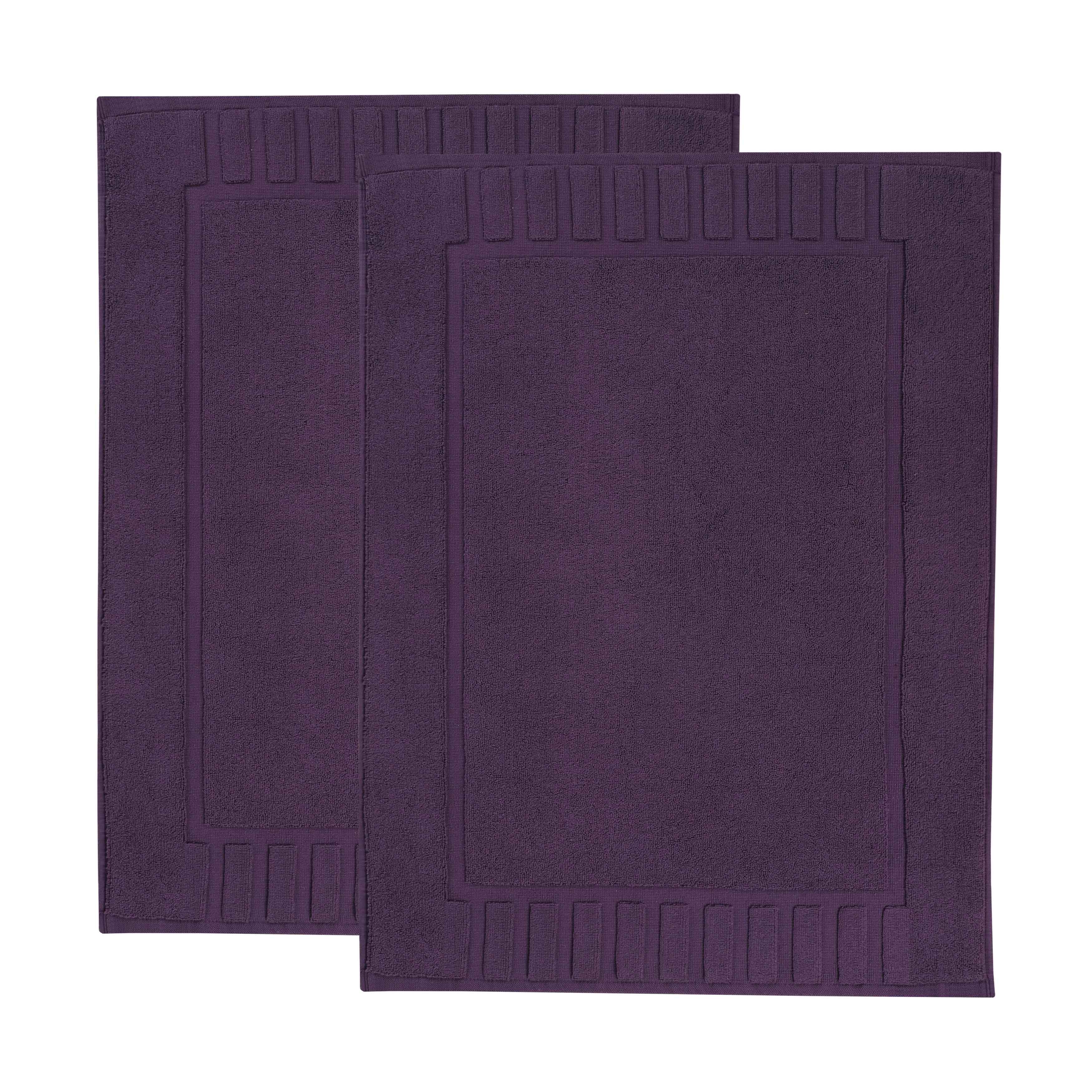 Premium Cotton Modern Geometric Border Absorbent Bath Mat Set of 2 - Non-Slip Soft Bathroom Rug for Bathroom Floor, Shower, Vanity Area - Home Decor Essentials