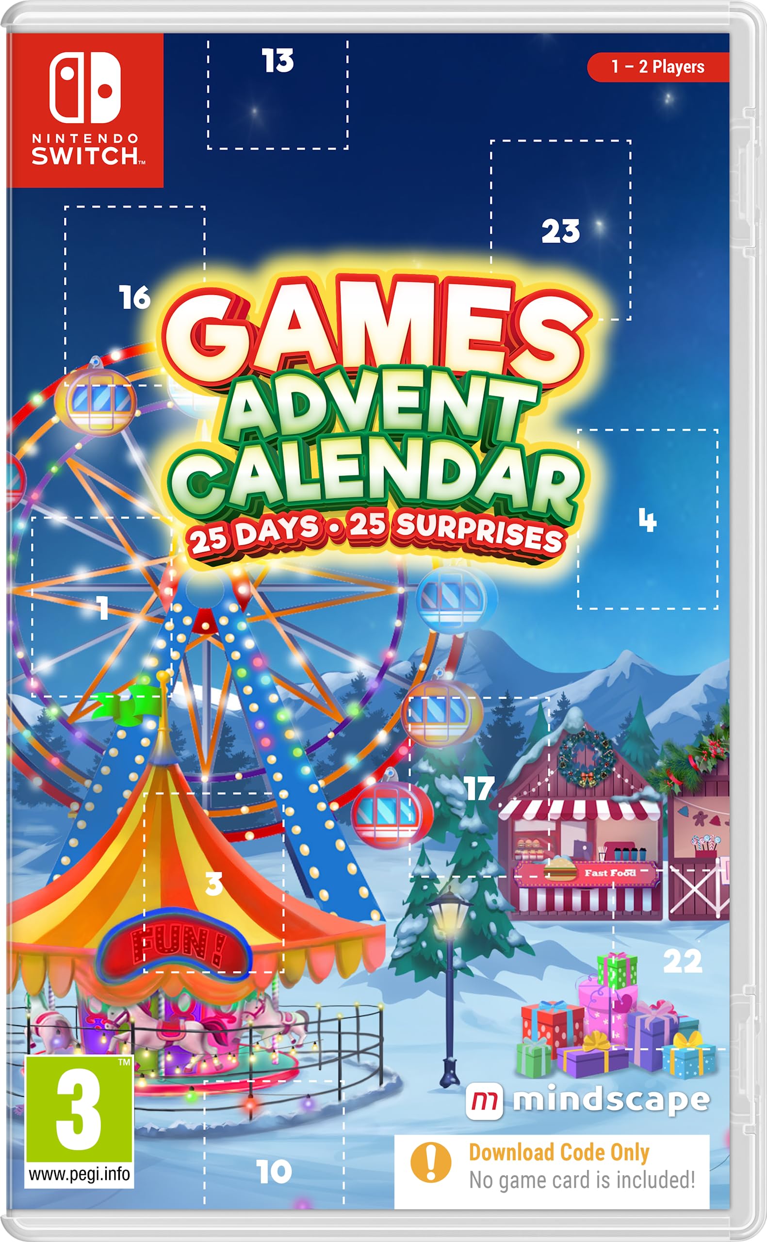 Nintendo Switch Games Advent Calendar - 24 Days of Digital Game Codes in a Box | Perfect for Holiday Gifts & Christmas Countdown