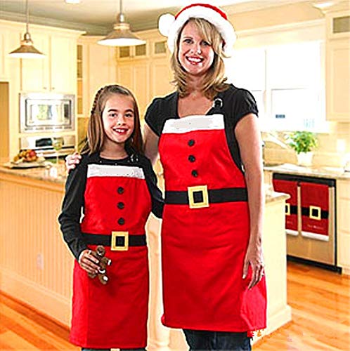 Festive Santa Claus Christmas Apron - Red Holiday Cooking Apron for Family Baking & Christmas Party Fun - Perfect for Holiday Gatherings, Baking Cookies & Festive Celebrations