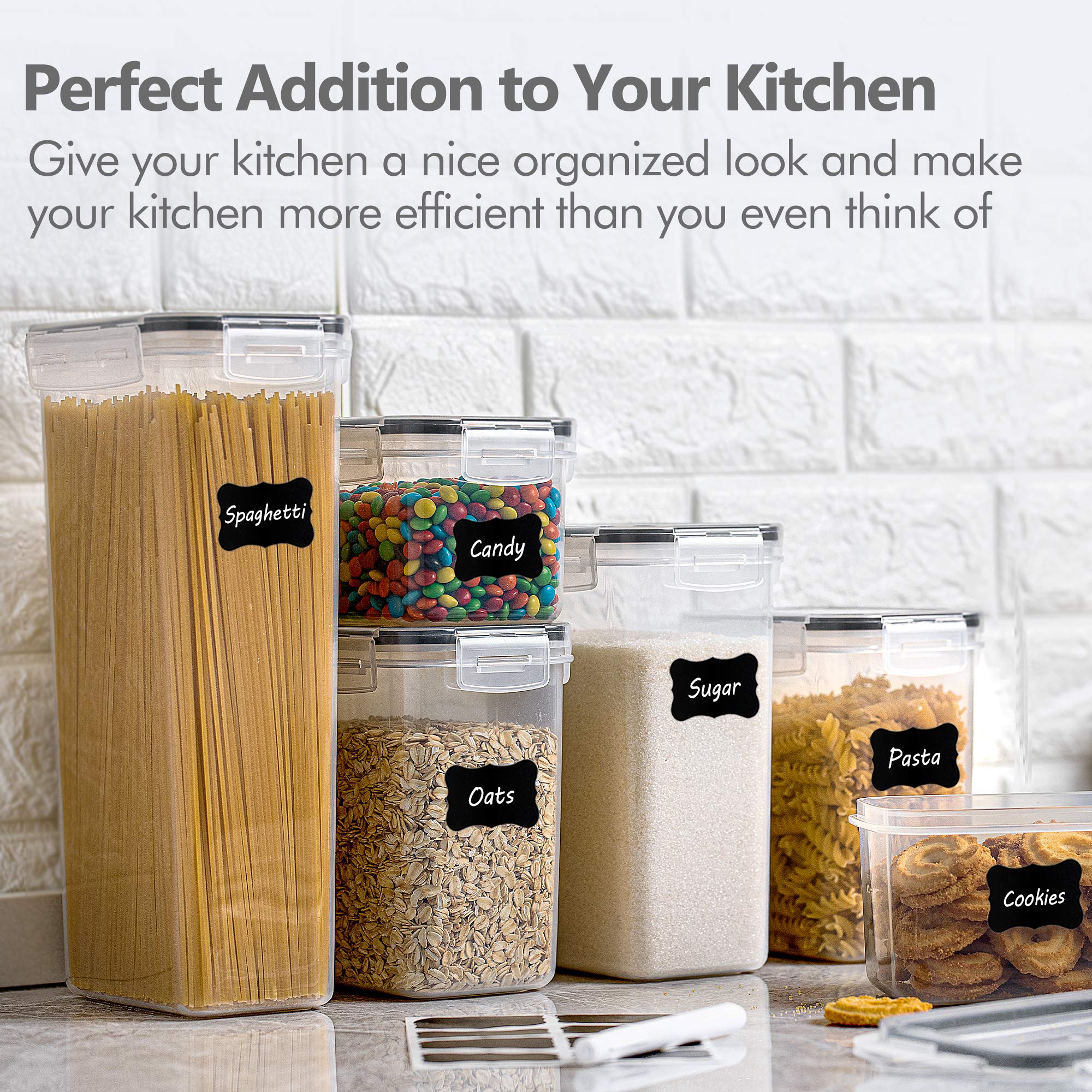 CHEFSTORY 14-Piece Airtight Food Storage Containers Set with Lids - BPA-Free Plastic Kitchen Canisters for Flour, Sugar, Cereal & Dry Goods - Perfect for Pantry Organization, Meal Prep & Bulk Food Storage