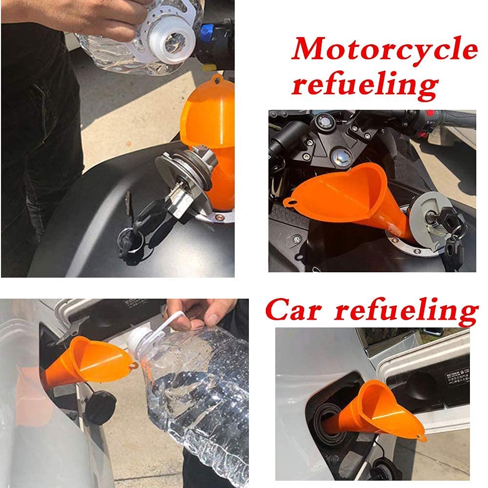 UCS 1123 QuickFill Spill Saver Multi-Purpose Funnel - Long Mouth Fueling Funnel for Gas, Oil & Liquids - Durable Orange Funnel for Automotive, Lawn Mower & Home Use