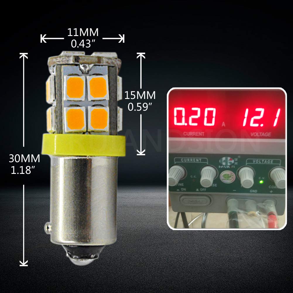 Ruiandsion 4-Pack BA9S LED Bulbs 12V Super Bright 2835 20SMD Chipset - BA9 BA9S 53 57 1895 64111 Compatible - Yellow Interior & Side Door Courtesy Lights for Cars, Trucks, Boats, RVs
