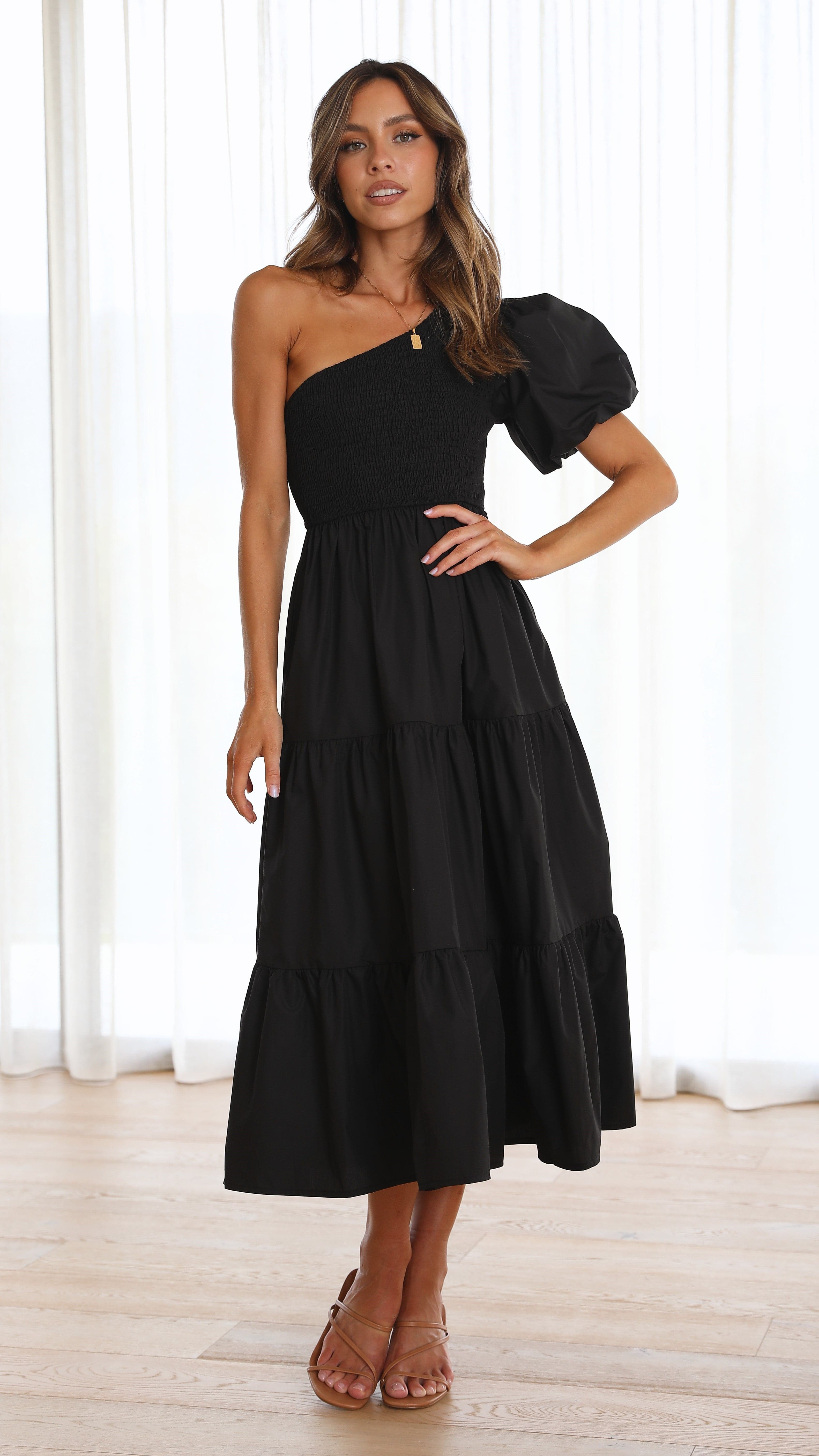 Frankie Maxi Dress for Women - Elegant Black Long Flowy Dress for Summer, Beach, and Casual Wear