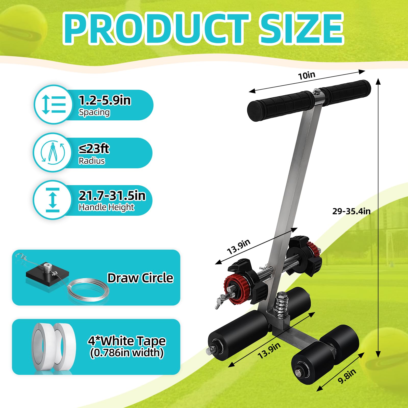 Professional Court Line Tape Machine - Basketball Court Line Striping Tool for Parking Lots, Roads & Sports Fields | Durable Paint Marking Equipment for Athletic Courts, Parking Spaces & Traffic Safety