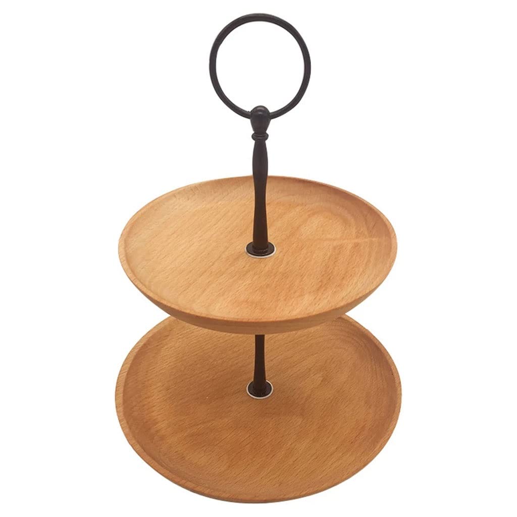European Style Wooden Double Layer Serving Tray for Party Snacks, Bread, Candy & Fruit - Decorative Kitchen & Home Storage Solution (Color A, One Size) - Perfect for Entertaining, Afternoon Tea & Dining Table Decor