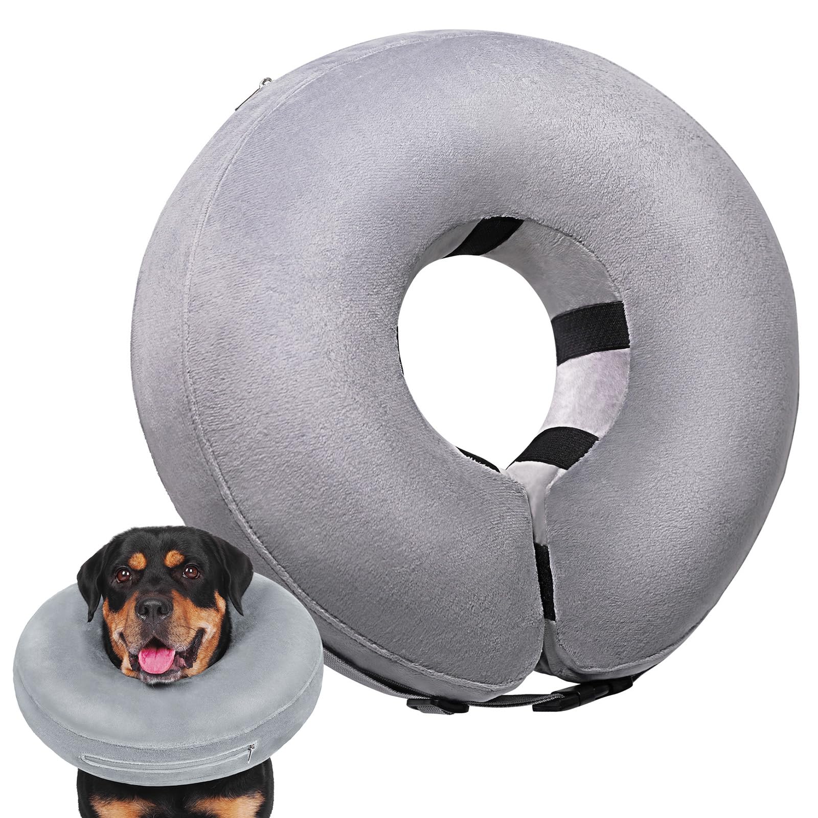 **Soft Inflatable Dog Donut Collar - Post-Surgery Recovery Cone Alternative for Small & Medium Dogs - Comfortable Licking Prevention for Bulldogs, Boxers & More - Perfect for Rest, Healing & Playtime**