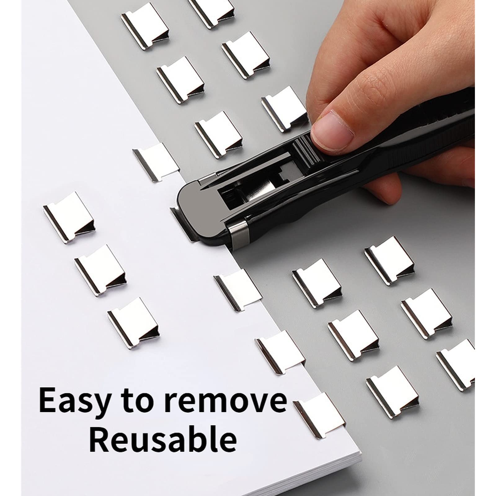 Small Desk Stapler Set with 120 Reusable Staples - Compact Push Stapler for Office, School & College Supplies - Perfect for Paperwork, Documents & Bag Sealing