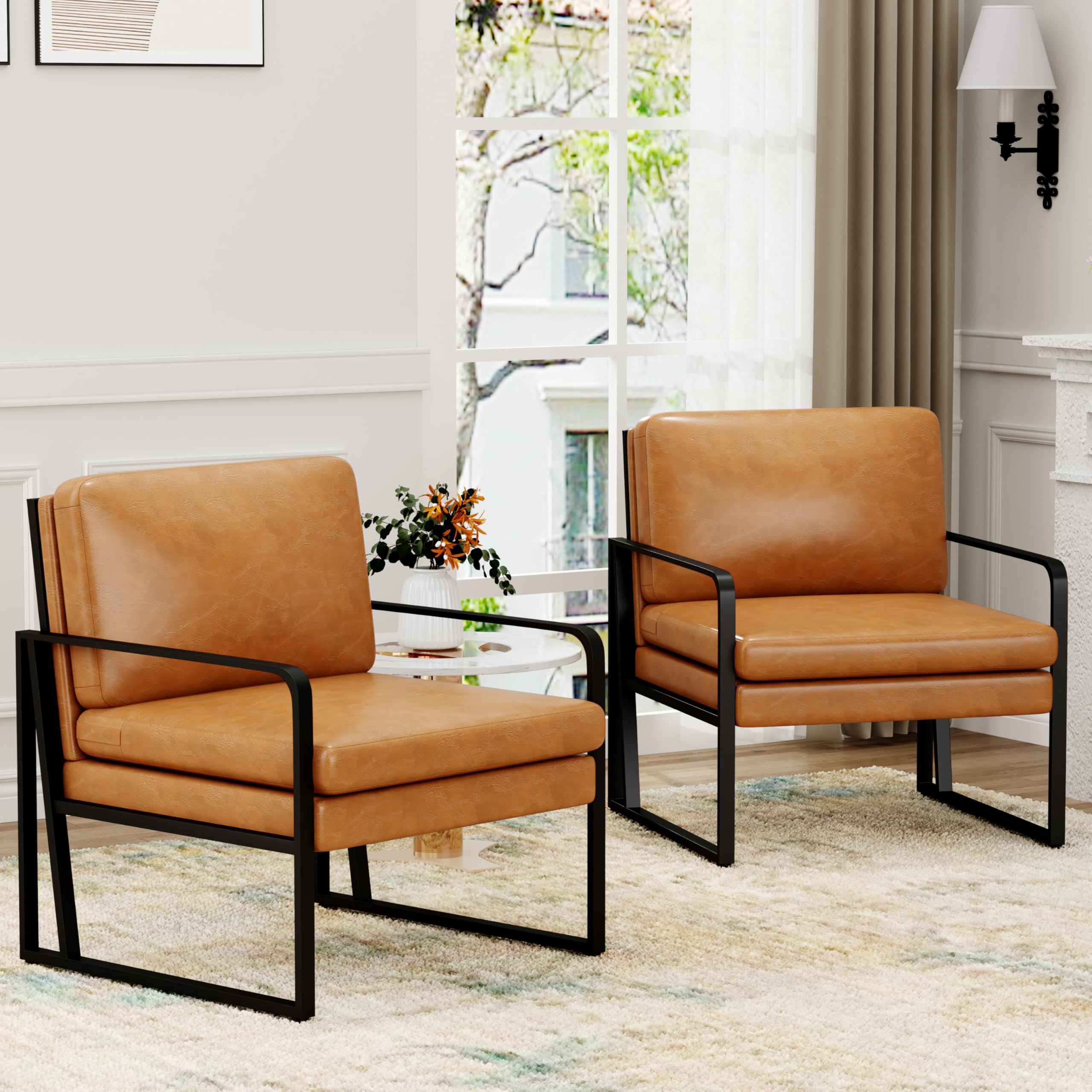 ALISH Modern Upholstered Accent Chair with Metal Legs - Linen Armchair for Living Room, Bedroom & Reading Nook - Comfortable Lounge Chair for Home Decor
