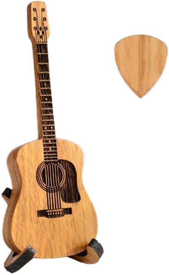 1Pc Wooden Guitar Pick Box - Mini Guitar Shaped Pick Holder & Case - Personalized Music Gift for Guitar & Bass Players - Perfect for Home, Studio & Travel Accessories