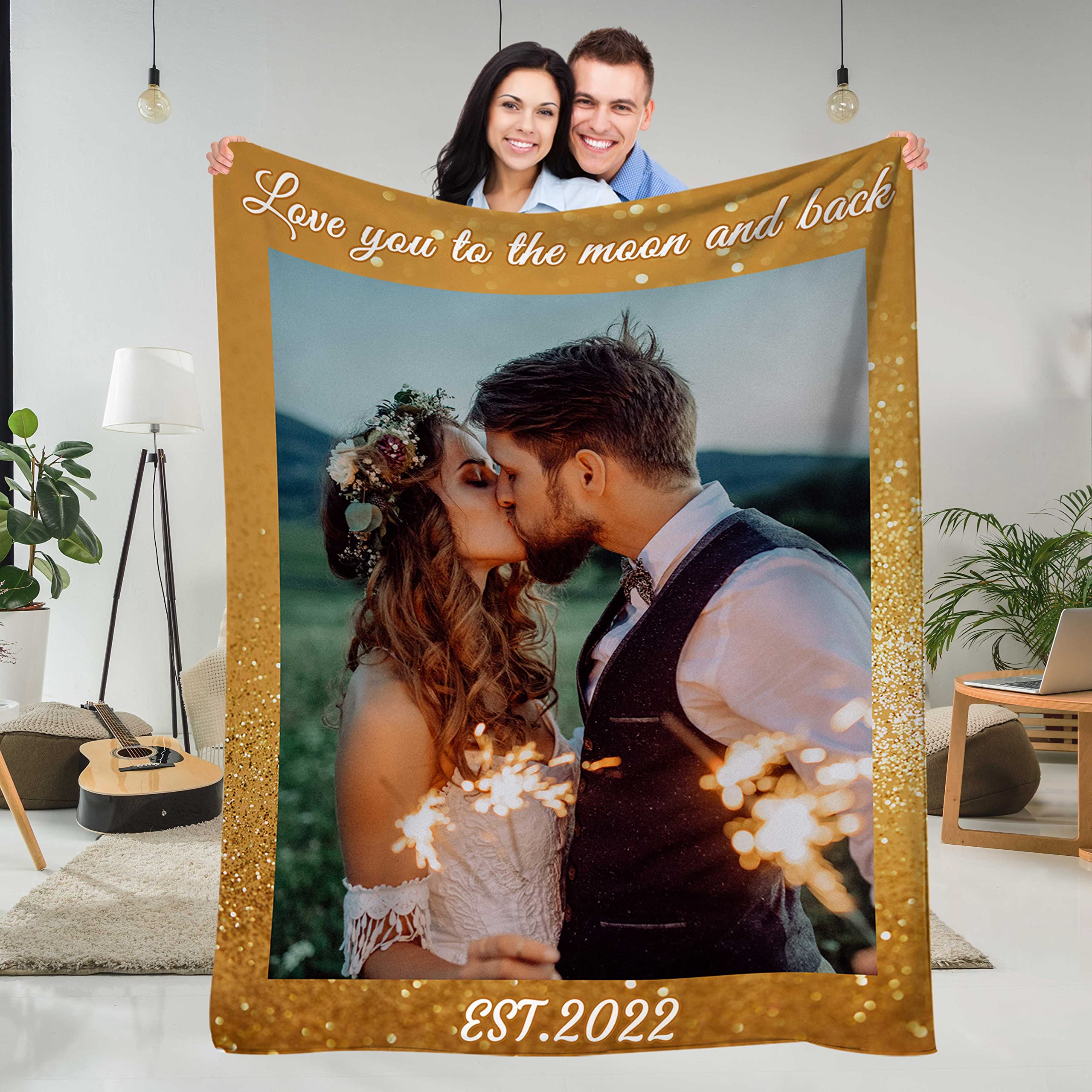 Custom Photo Collage Fleece Blanket - Personalized Couples Gift for Anniversary, Valentine's Day & Wedding - 30x40 Inch Soft Throw Blanket Made in USA - Perfect for Romantic Surprises, Home Decor & Cozy Nights