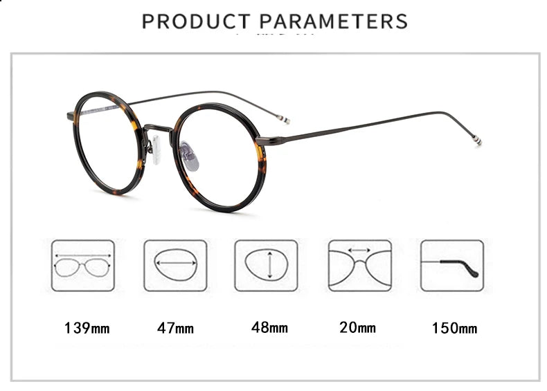 Stylish Black Unisex Full Rim Round Eyeglasses X906 - Lightweight Alloy & Acetate Frame for Work, Reading, and Fashion