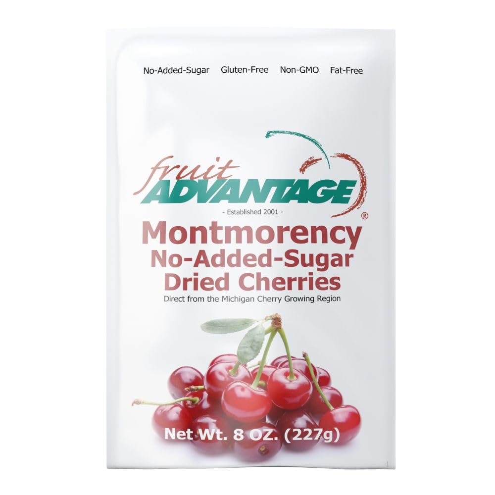 No Sugar Added Dried Cherries - Natural, Unsweetened, 8 oz Bag - Perfect for Baking, Snacking & Healthy Recipes