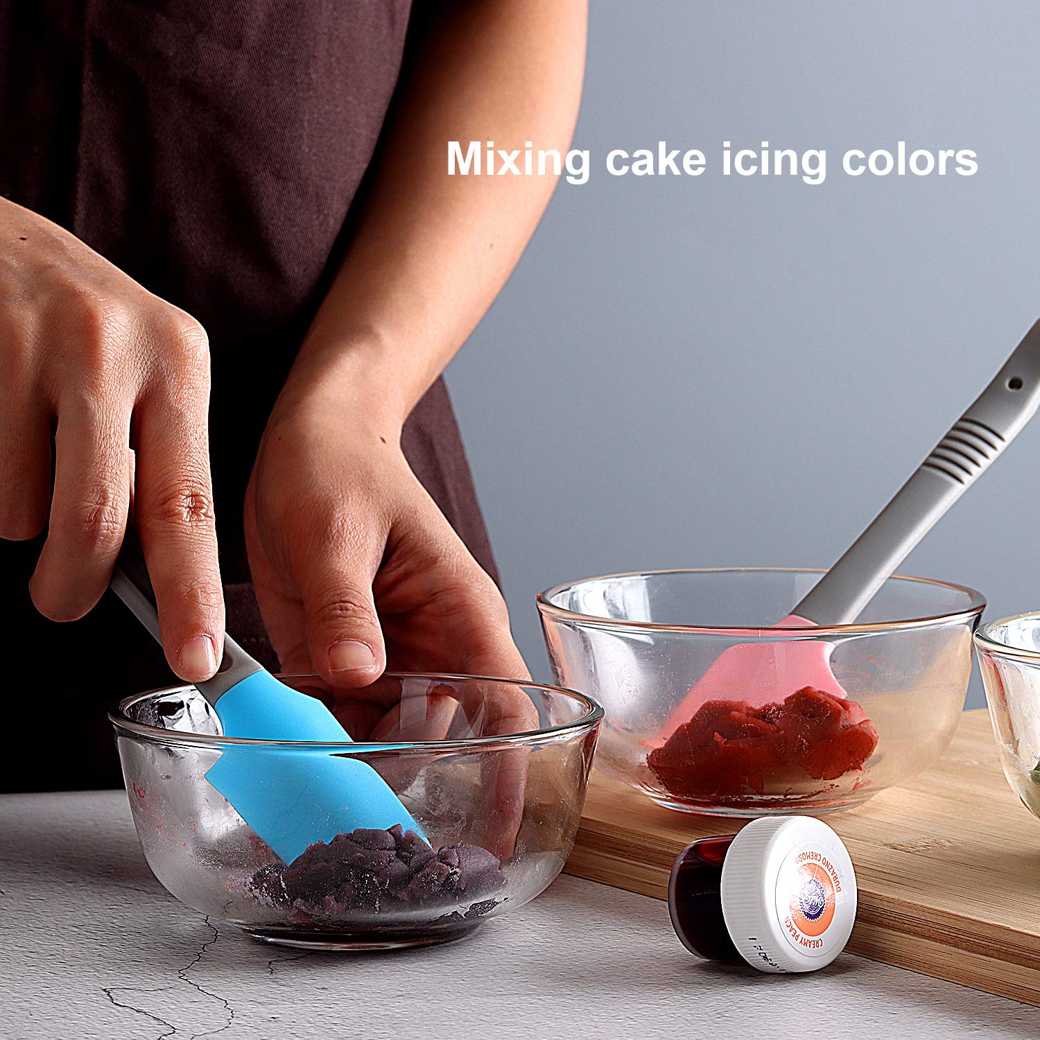Yoku Made - 6-Piece Silicone Mini Spatula Set, Curved Kitchen Scraper for Baking, Cooking & Mixing | Perfect for Frosting, Wet Pet Food Cans & Jars | Non-Slip Grip, Heat-Resistant & Dishwasher Safe | Ideal for Home Bakers & Pet Owners