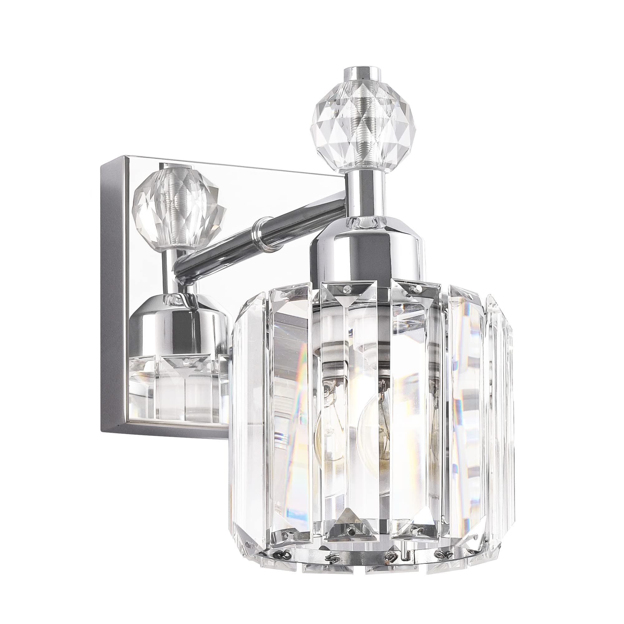 Modern Crystal Chrome Bathroom Vanity Light Fixture - 1-Light Over Mirror Wall Lamp for Bathroom Makeup & Grooming