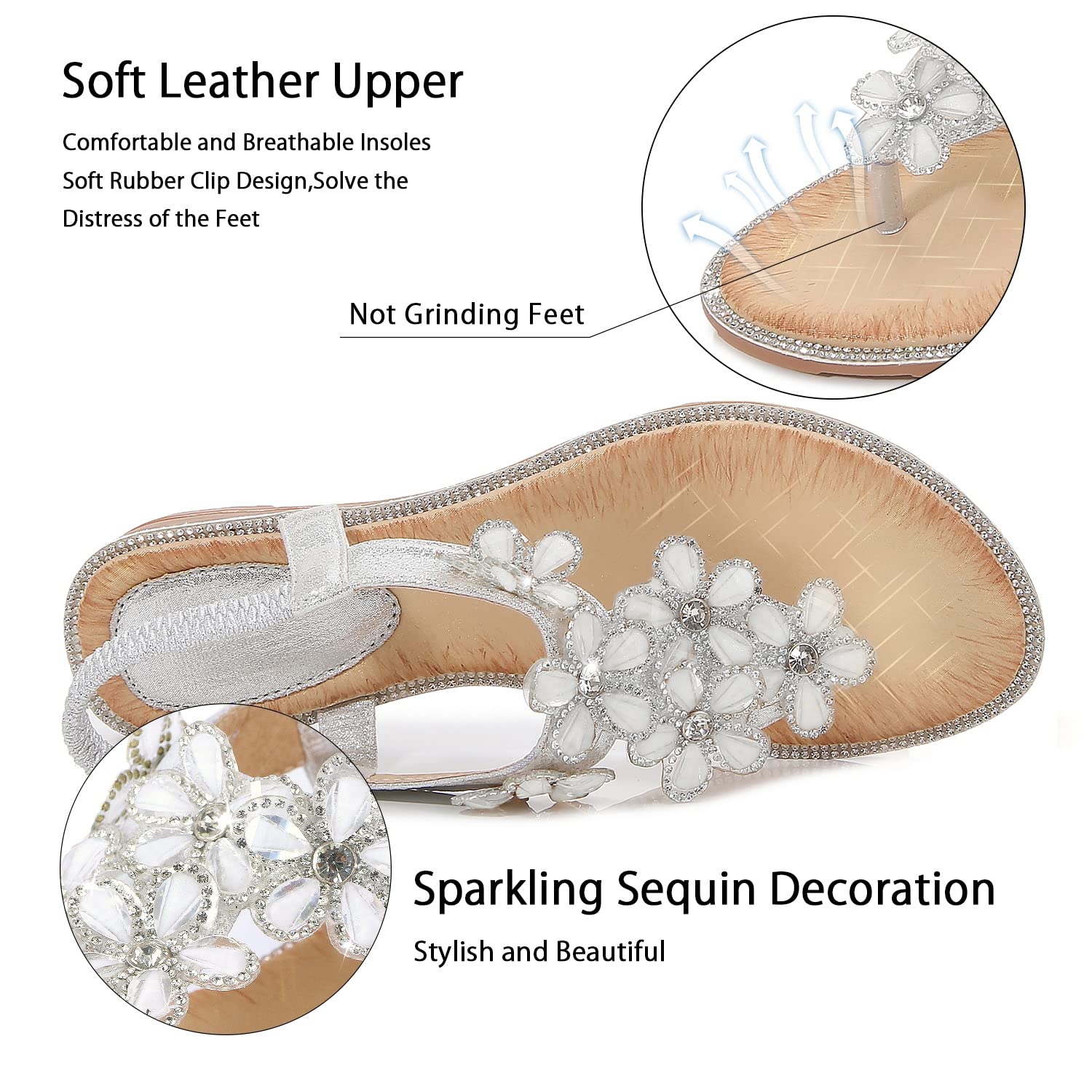 iCKER Women's Rhinestone Flat Sandals - Comfortable Dressy & Casual Flip Flops for Summer | Perfect for Beach, Party, and Everyday Wear