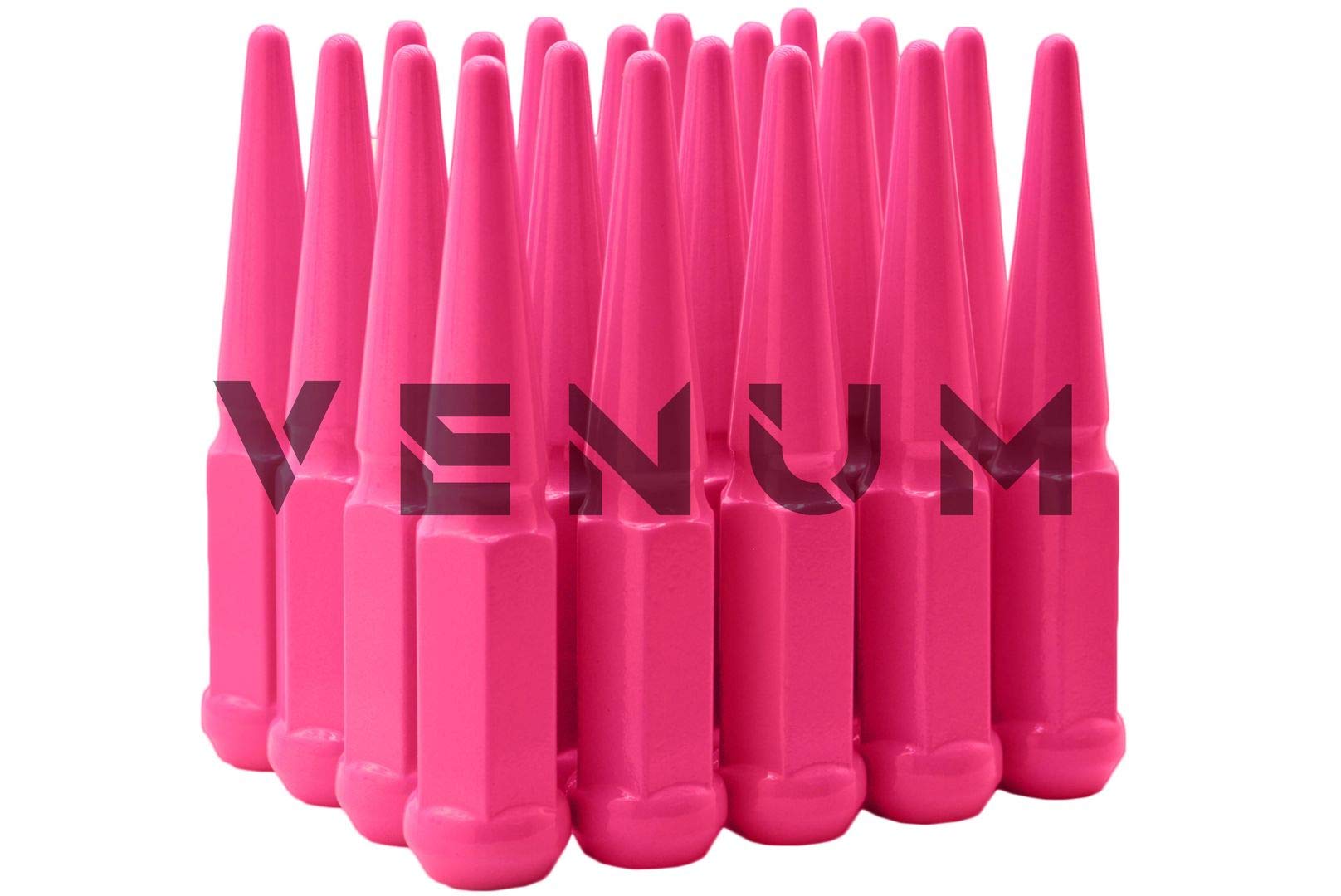 20 Pc M14x1.5 Hot Pink Spike Lug Nuts - Powder Coated - 4.5