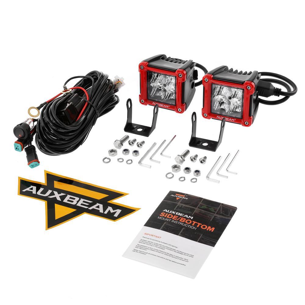 3 Inch LED Pod Lights - Spot/Flood Beam & Rear Roof Reversing Light with Brackets for 2013-2021 Polaris Ranger 570/800/900/900XP/1000/1000XP - Perfect for Off-Roading, Hunting & Night Driving