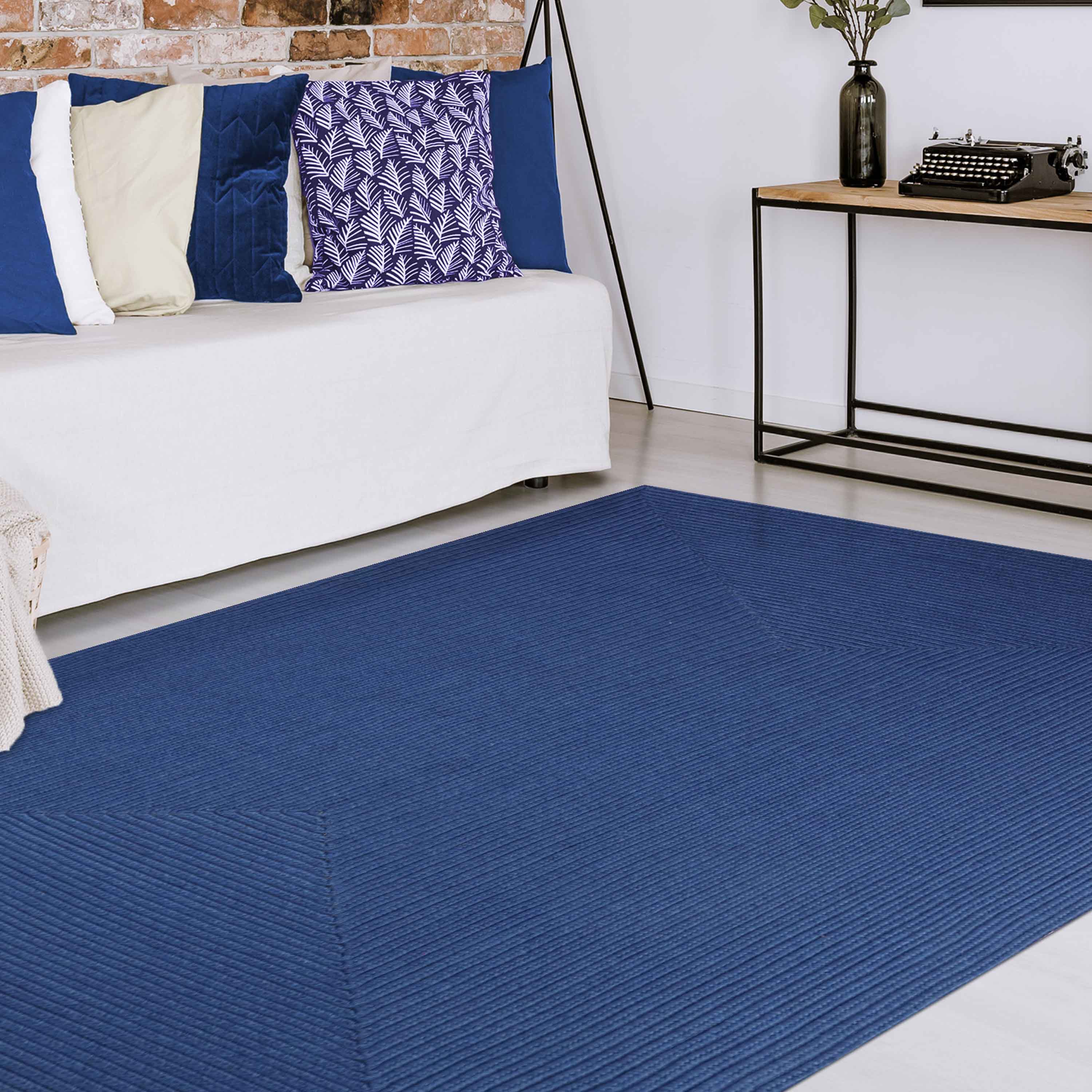 Bohemian Rectangle Braided Area Rug - Non-Slip Indoor Outdoor Rug for Living Room, Bedroom, Patio - Soft Woven Jute Natural Fiber Floor Mat for Home Decor