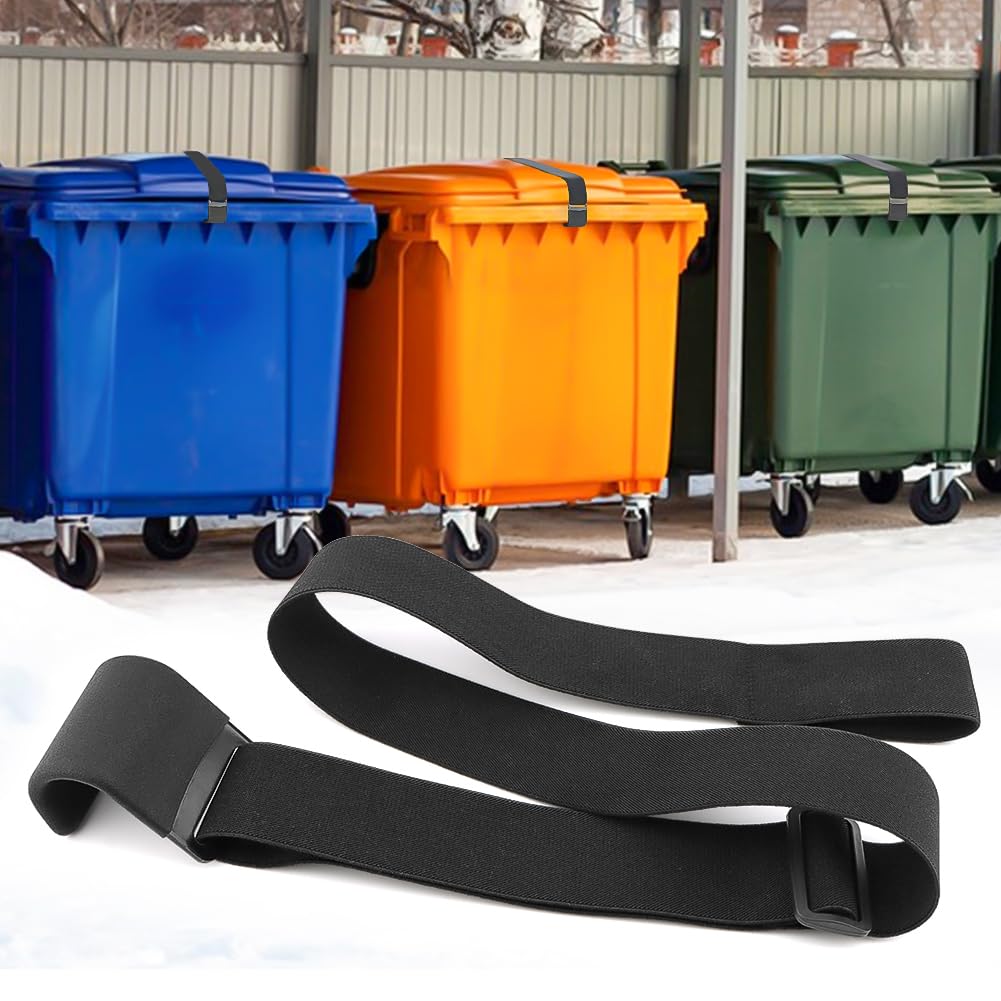 Universal Trash Can Lid Lock - Bear Proof Garbage Can Strap for Raccoons, Squirrels & Dogs - Durable Outdoor Animal-Proof Trash Bin Lock (Black) - Perfect for Camping, Backyards & Wildlife Areas