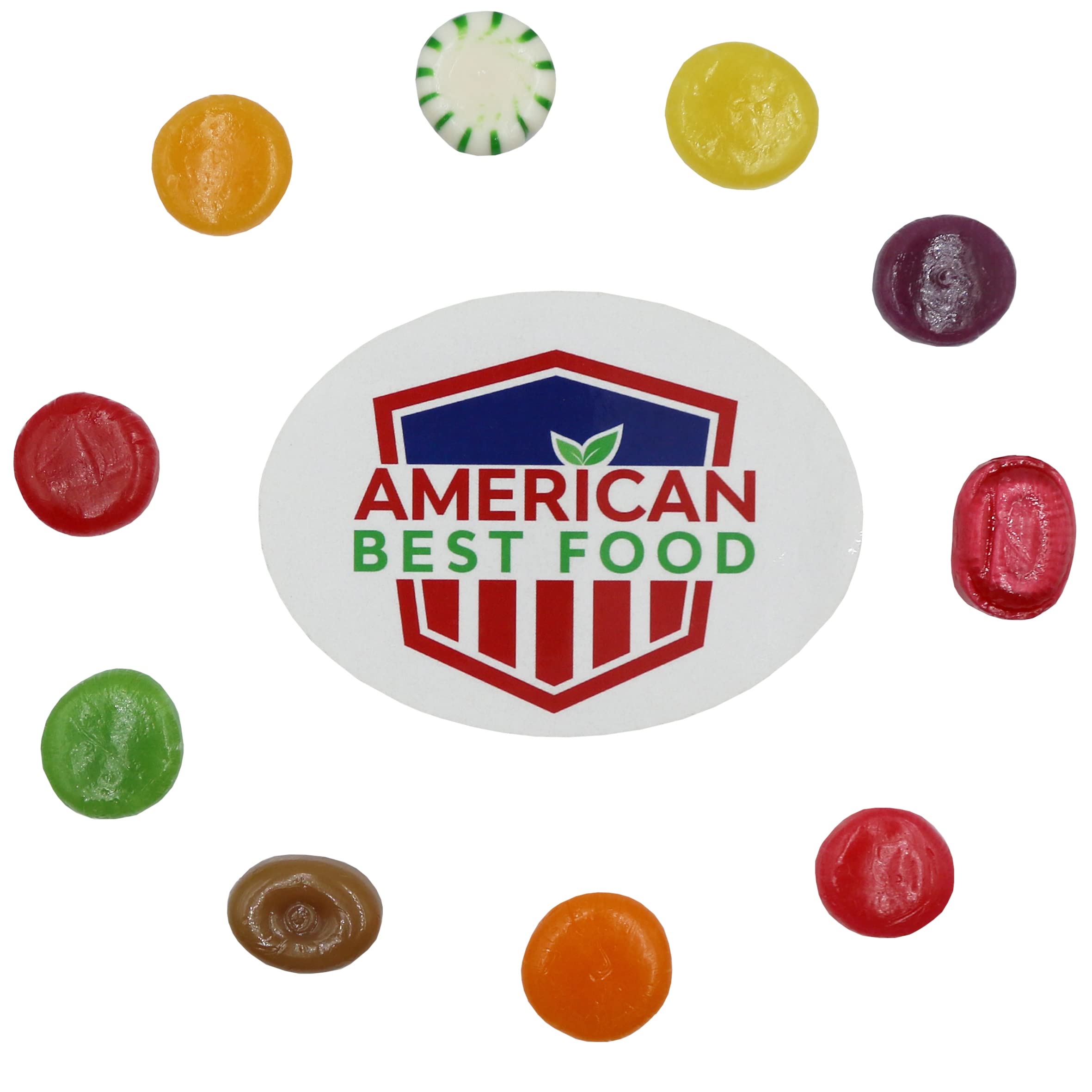 Fat-Free Assorted Fruit Disc Hard Candy - Pineapple, Strawberry, Green Apple, Grape, Cinnamon, Butterscotch & Peppermint Flavors - 5 Lb Bulk Pack for Parties, Office Snacks & Gift Baskets