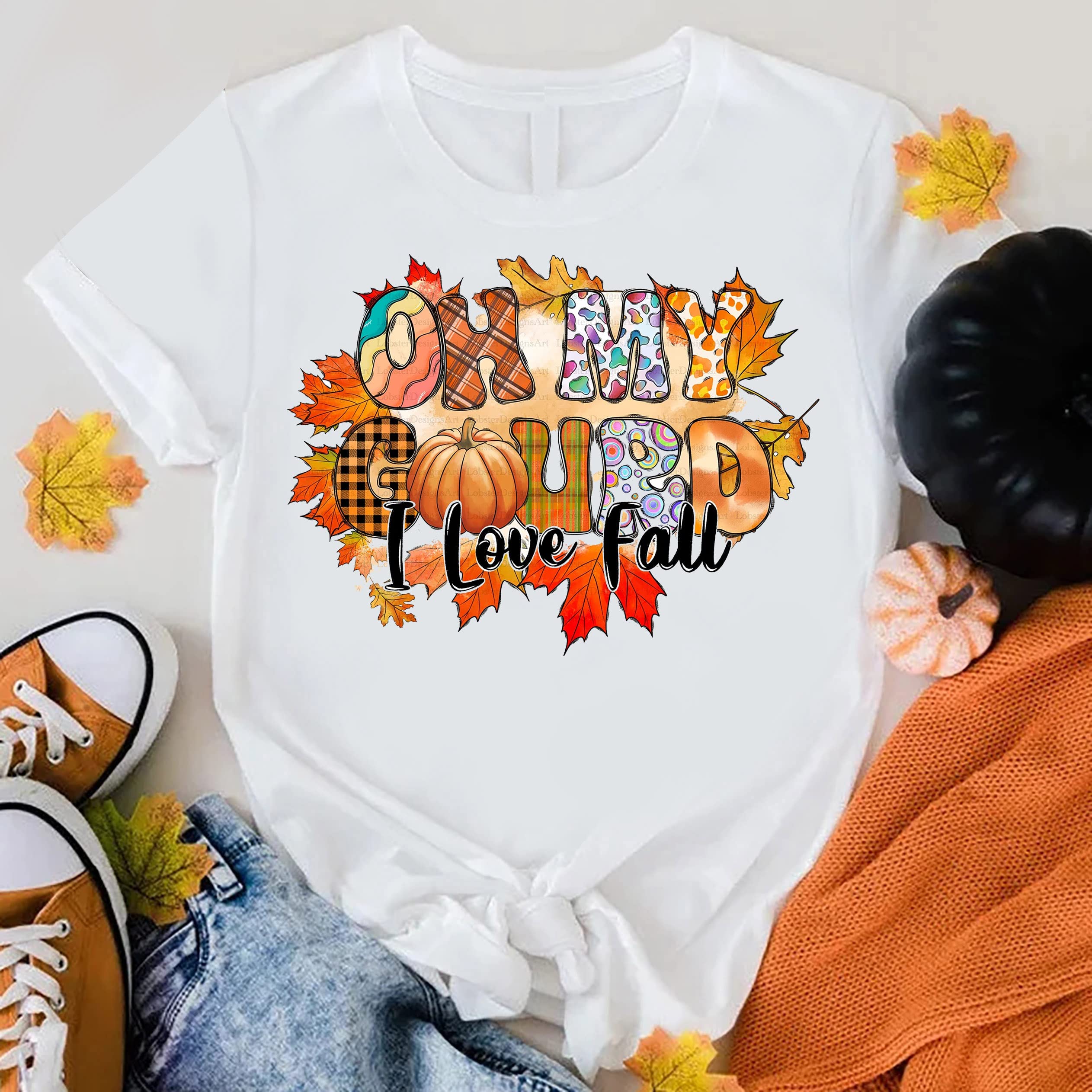 Fall Pumpkin T-Shirt for Women - Oh My Gourd I Love Autumn Shirt with Thankful Vibes | Cozy Seasonal Outfit for Thanksgiving, Halloween, and Autumn Activities