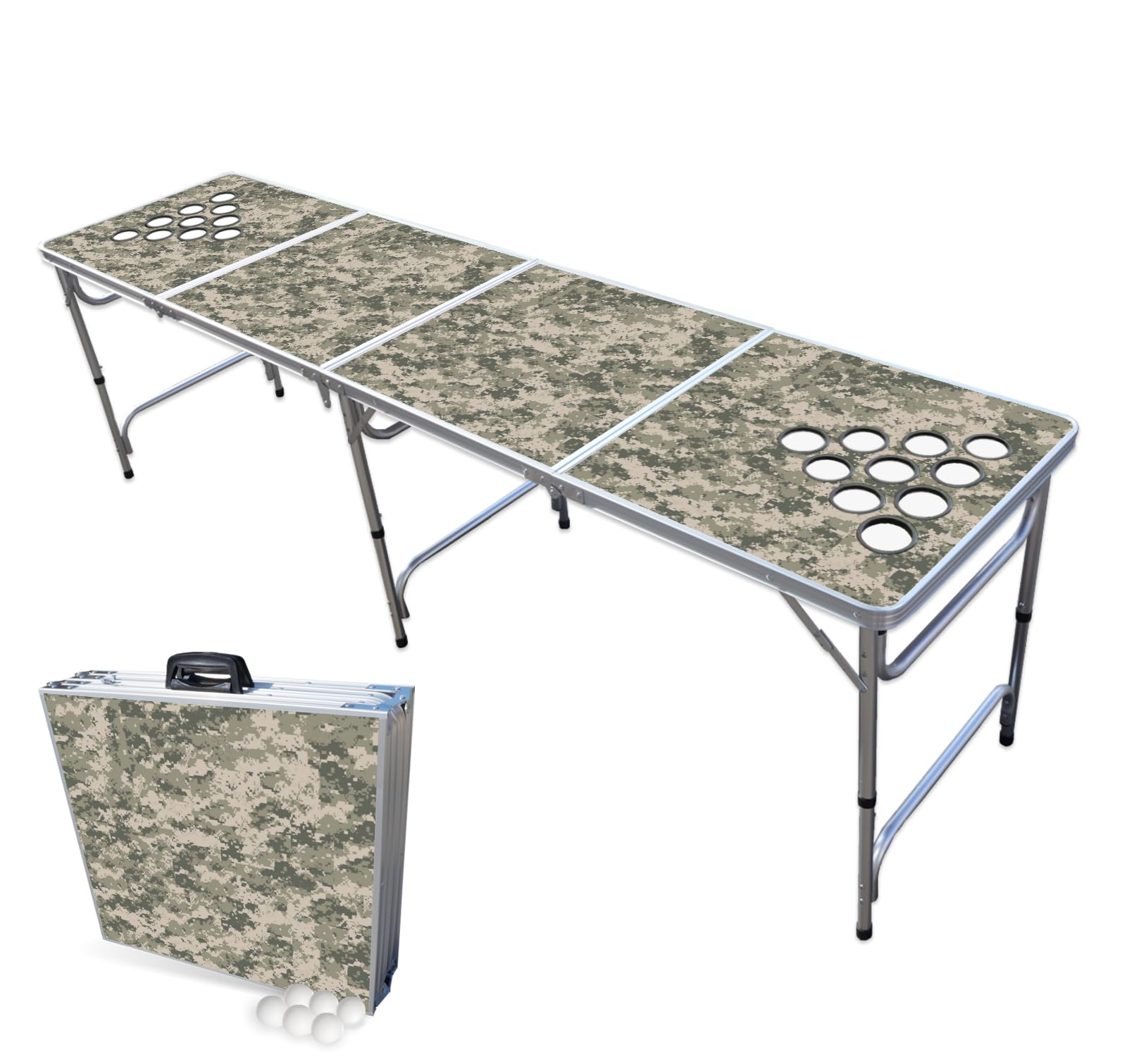 8-Foot Folding Beer Pong Table with Cup Holes - Camo Edition for Outdoor Parties, Tailgating & College Events | Portable Drinking Game Table for Adults