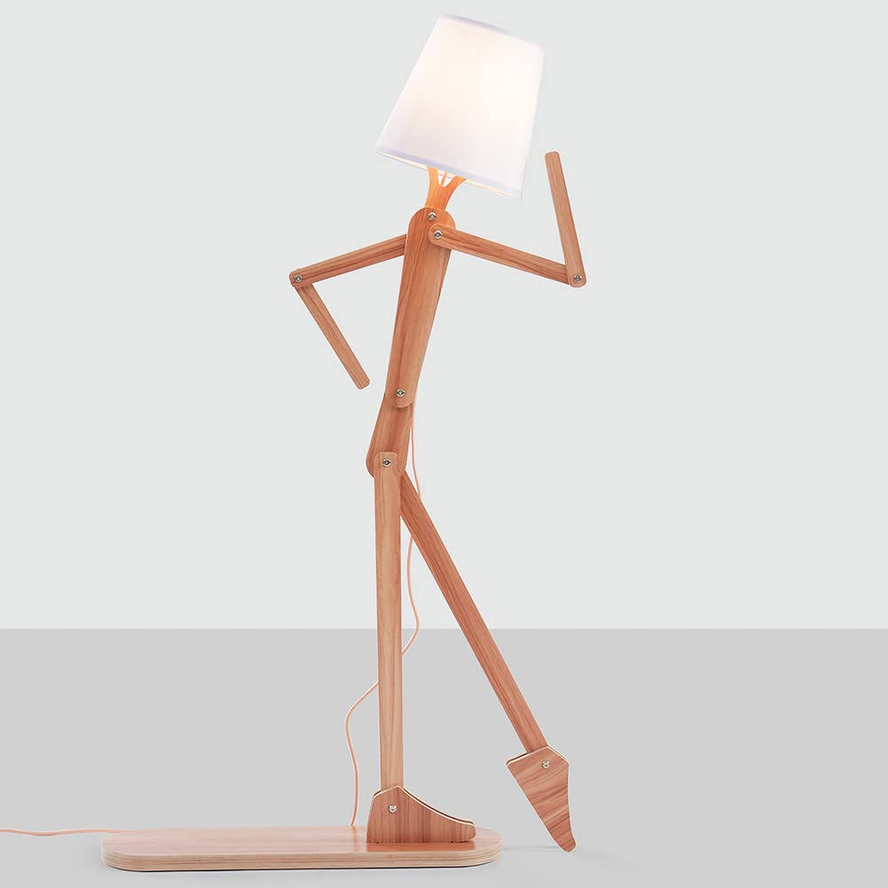 Farmhouse Tall Floor Lamp with Swing Arm Design - Wooden Reading Light for Living Room, Bedroom, Office & Dorm - Includes E26 Bulb (Ash-M) | Perfect for Nighttime Reading, Kids' Rooms & Cozy Corners