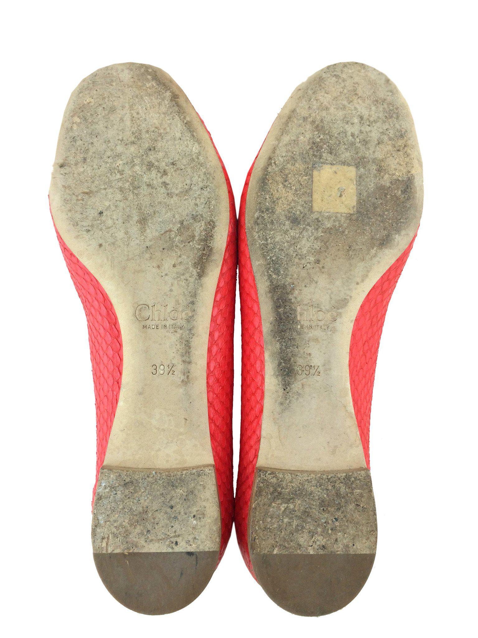 Chloe Lauren Women's Size 9.5 Snakeskin Flats with Scalloped Edge - Comfortable Casual Shoes for Work, Office & Everyday Wear