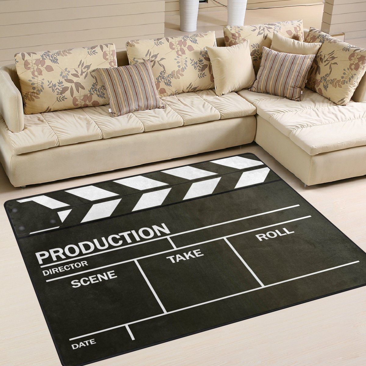 ALAZA Black Movie Clapper Board Area Rug - 5'3