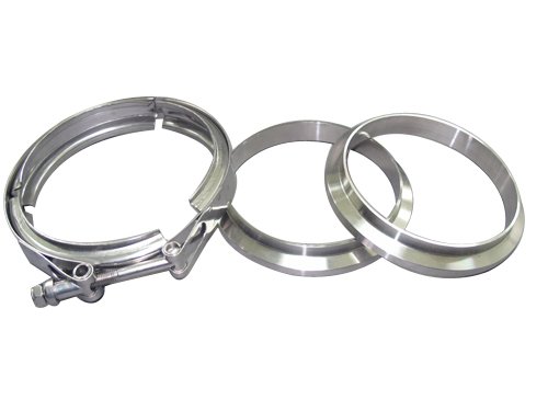3.5 Inch V-Band Clamp with 2 x 3.25 Inch I.D. Flanges - Male/Female Stainless Steel Exhaust Pipe Connector for Turbocharger & Performance Exhaust Systems