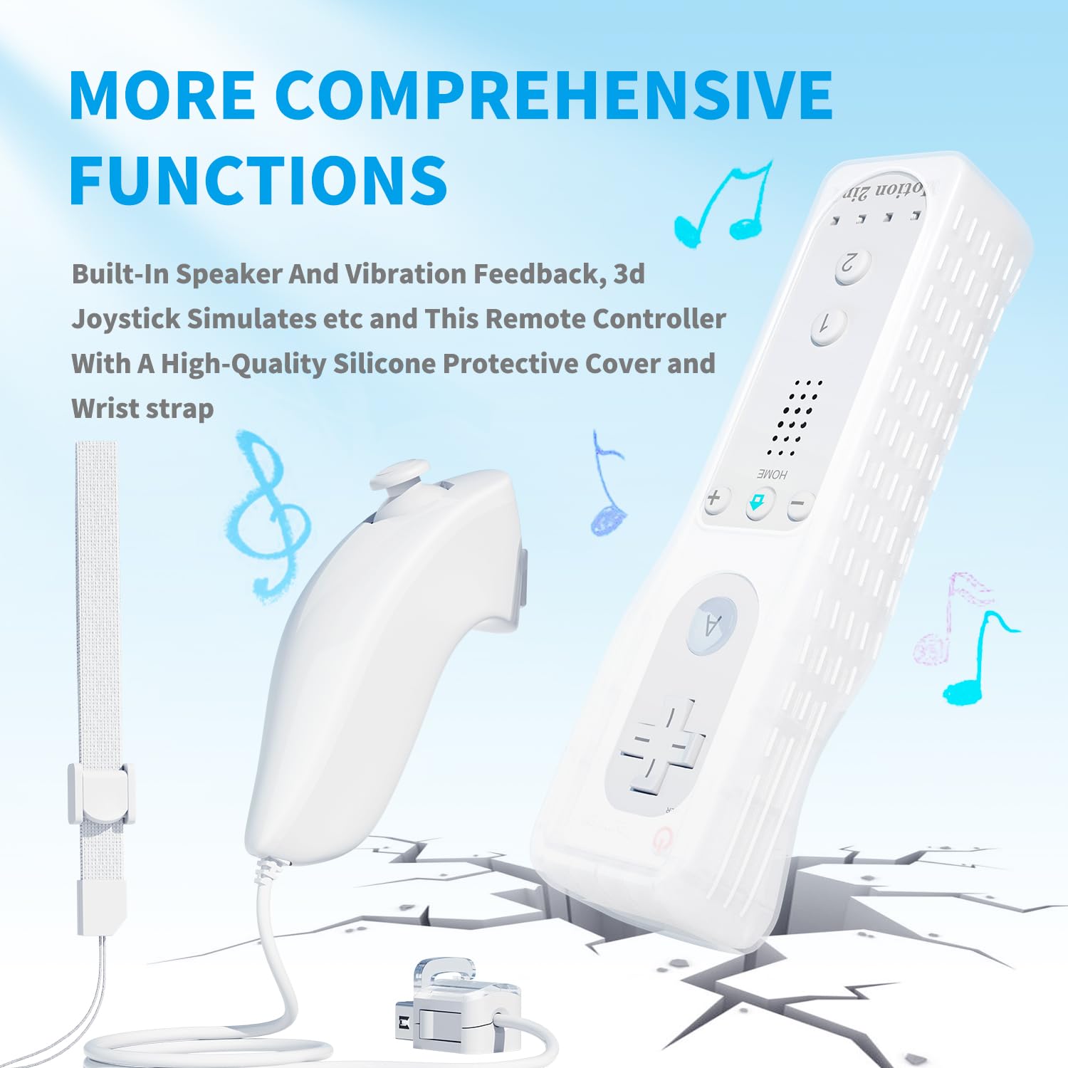 2 Sets TechKen Wii Remote Controller with Motion Plus & Nunchuck - Wireless Game Controller Replacement for Nintendo Wii (White) - Perfect for Family Gaming & Party Entertainment