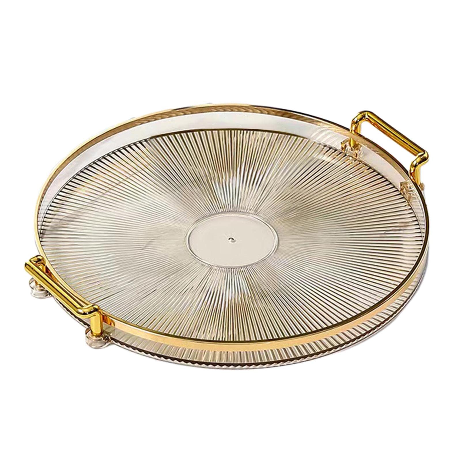 Nordic Style Serving Tray with Handles - Elegant Snack, Candy & Dessert Platter - Food Serving Tray for Dining Table Decor & Storage - Light Gold Finish - Perfect for Afternoon Tea, Party Serving & Home Decor