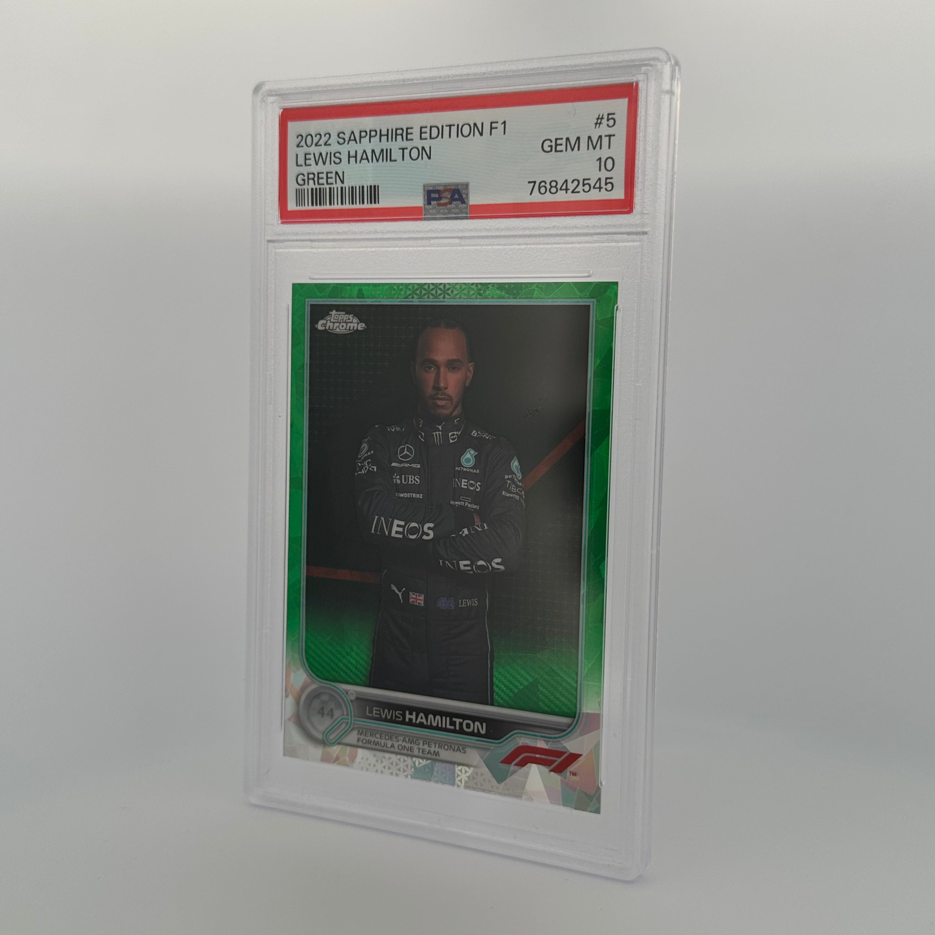 PSA 10 Lewis Hamilton #5 Sapphire Edition Green - 24/75 Rare Trading Card for Collectors, Sports Memorabilia & F1 Racing Fans - Perfect for Display, Investment & Card Game Enthusiasts