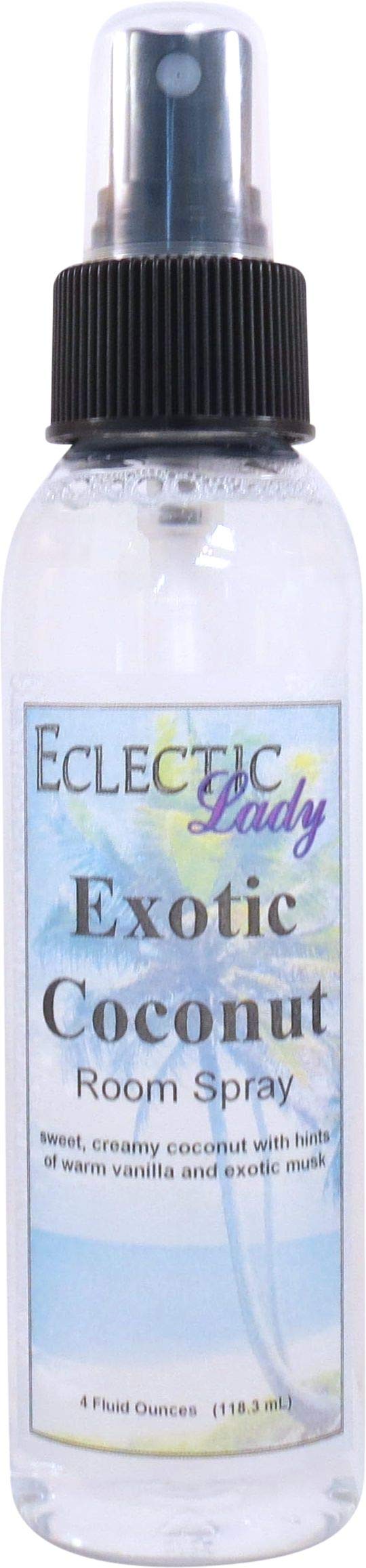 Exotic Coconut Room Spray (Double Strength) - 4oz Natural Aromatic Mist for Home, Office & Bedroom | Paraben-Free, No Artificial Colors | Relaxing Scent for Spa, Yoga & Meditation Spaces