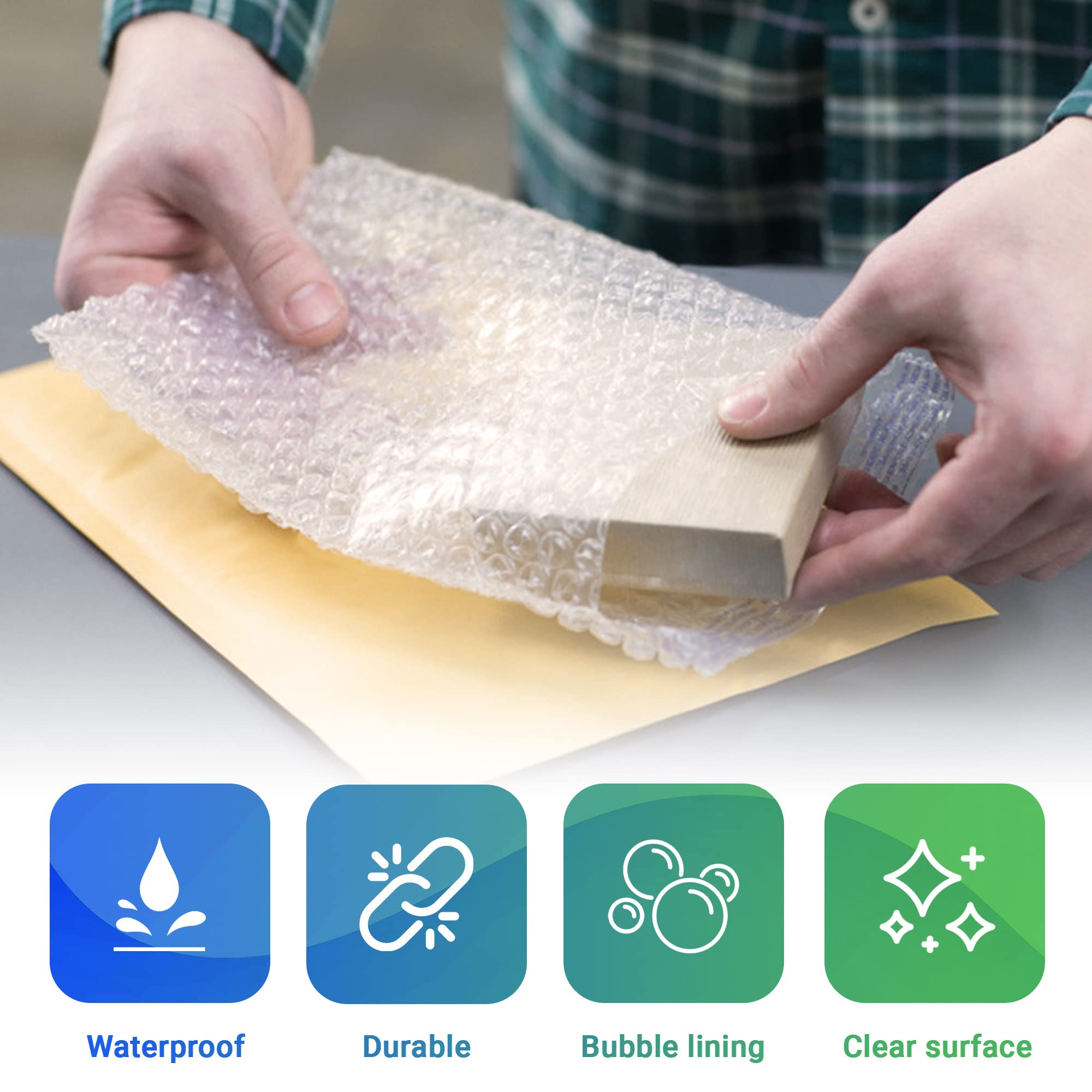 8 x 11.5 Inches Clear Self-Seal Bubble Mailers - 150 Pack Waterproof Polyethylene Shipping Bags for Packaging, Moving & Storing Fragile Items - Perfect for Ecommerce, Gift Wrapping & Home Organization