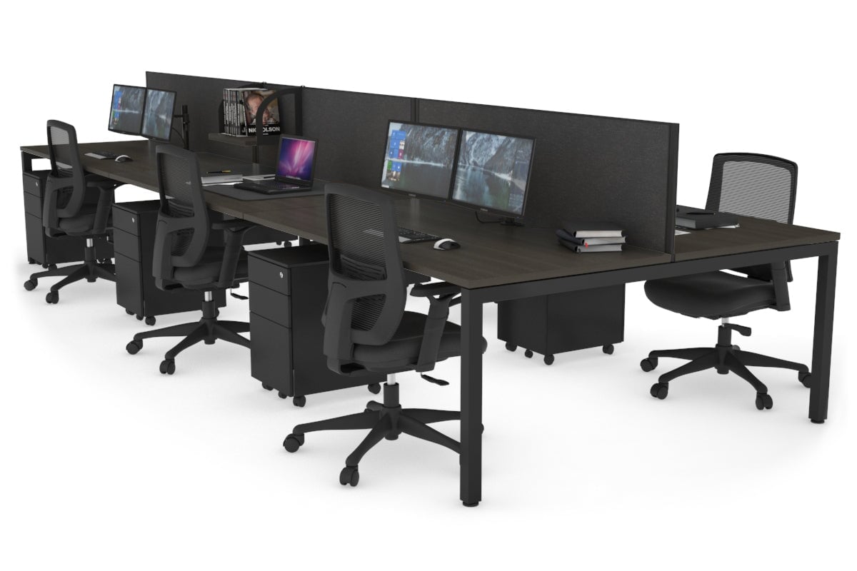 Quadro Square Legs 6-Person Office Workstation - 1800L x 800W with Cable Management - Ideal for Collaborative Workspaces & Open Office Environments
