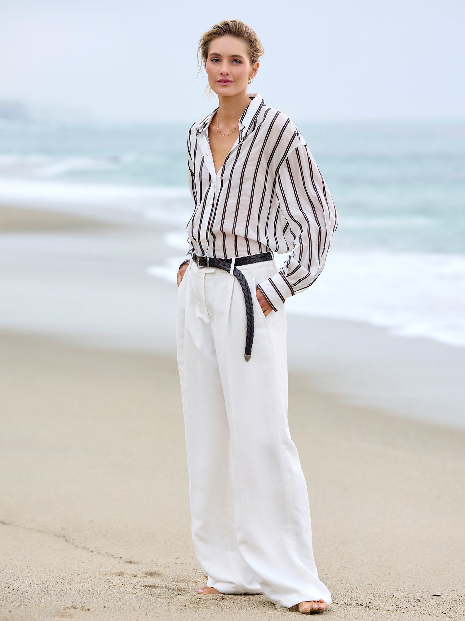 Sparkle & Stripe Shirt for Women - Elegant Party Top with Sequins & Stripes - Perfect for Night Out, Club Wear, and Special Occasions