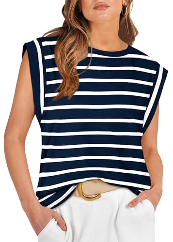 H - Navy Blue&white Stripe