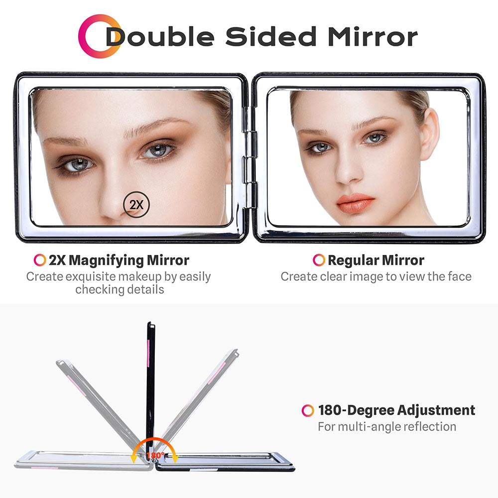 TheLAShop Rectangle Mini Compact Mirror 2x Magnifier with Comb - 3 Pack | Portable Makeup Mirror for Travel, Purse & Vanity | Perfect for Touch-Ups & Cosmetics