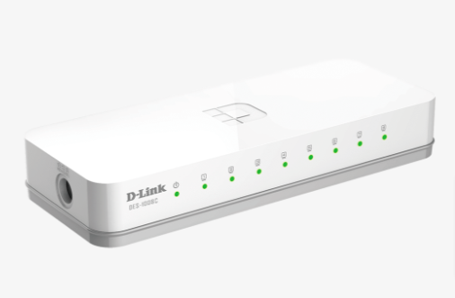 D-Link DES-1008C 8-Port 10/100Mbps Unmanaged Ethernet Network Switch - High-Speed Internet Hub for Home Office, Gaming & Small Business Networking
