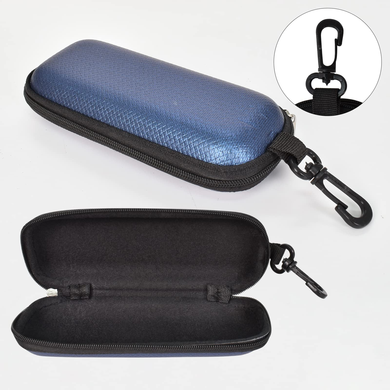 Premium Leather Eyeglass Case with Zipper - Soft, Portable & Durable Blue Glasses Holder for Travel, Work & Everyday Use
