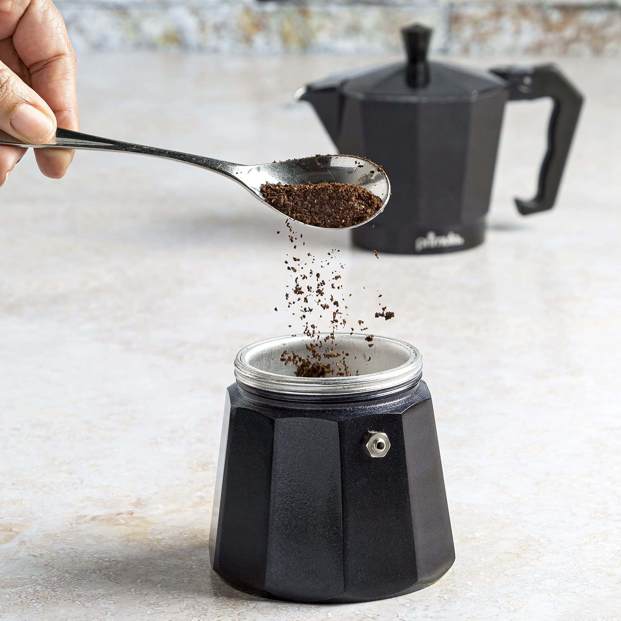 Primaria Classic Stovetop Espresso Maker - 6 Cup Italian Moka Pot for Authentic Espresso & Cuban Coffee - Durable Aluminum Coffee Maker for Gas/Electric Stoves - Perfect for Home Brewing & Camping Trips