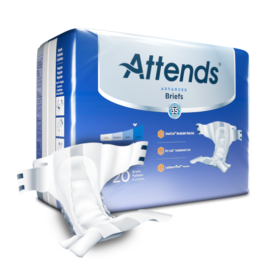 Attends DermaDry Advance Briefs for Adults - Premium Incontinence Underwear, Multiple Sizes (S/M/L/XL) - Comfortable & Absorbent for Day & Night Use - Ideal for Active Lifestyles, Travel & Home Care