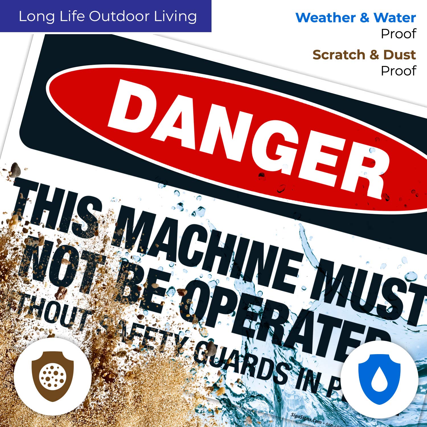 OSHA Danger Sign - 'This Machine Must Not Be Operated Without Safety Guards' - 10x14 Inch Rust-Free Aluminum Safety Sign for Workplace & Industrial Use | Fade-Resistant for Indoor/Outdoor | Made in USA | Perfect for Factories, Warehouses & Construction Sites