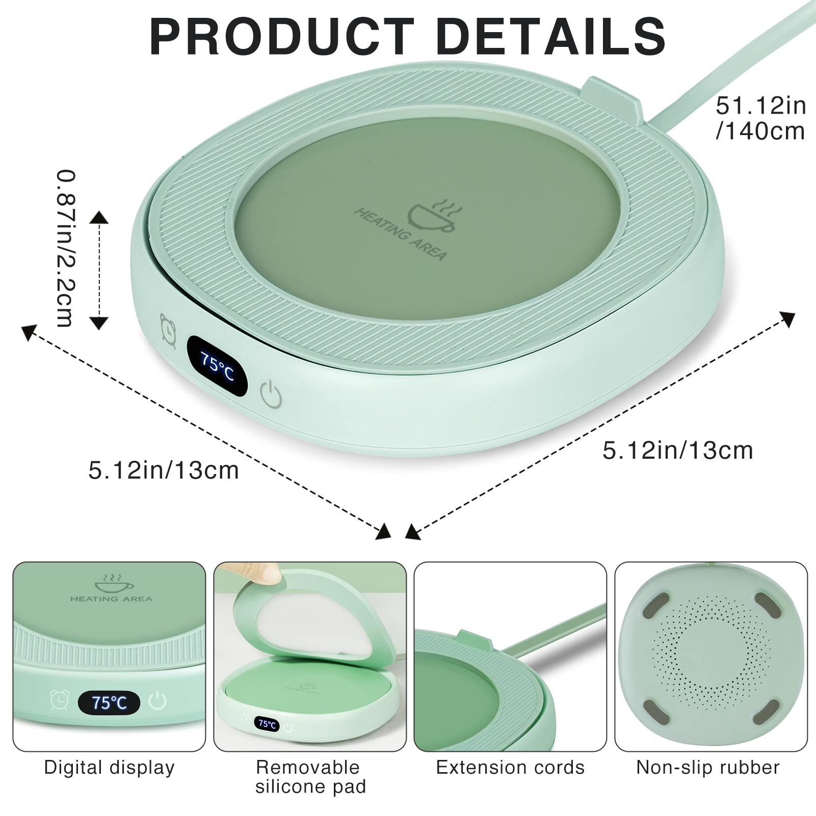 Coffee Mug Warmer for Desk - 3 Temperature Settings & Auto Shut Off - Cute Electric Cup Warmer for Coffee, Tea & Hot Drinks - Perfect for Office, Home & Dorm Use