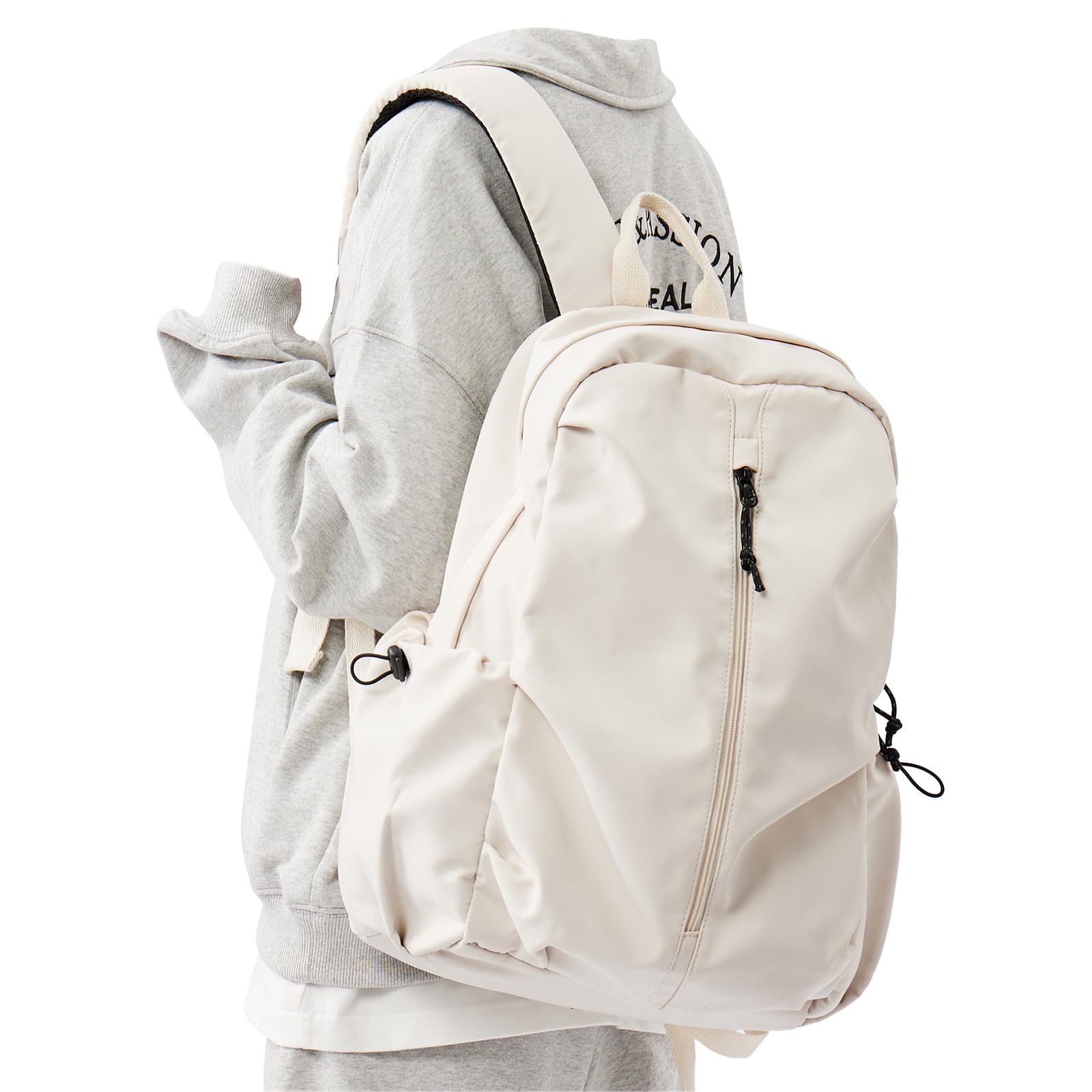 Weradar Stylish Waterproof College Backpack for Women & Men - Fashionable Student Bookbag with Laptop Compartment | Perfect for High School, University, Travel & Daily Commute (Beige)