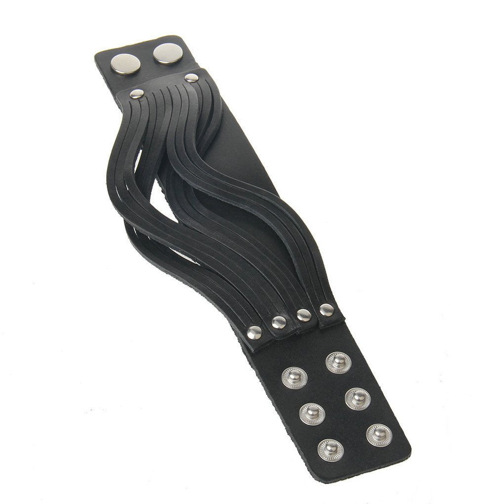 Men's & Women's Black Leather Bracelet - Punk Style Wrist Cuffs & Arm Bands | Perfect for Rock Concerts, Biker Events & Gothic Fashion Accessories